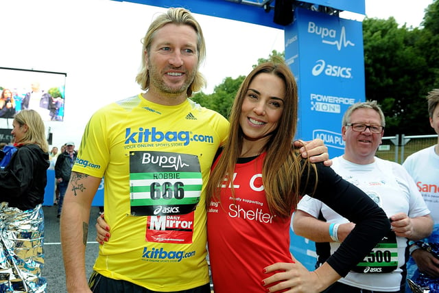 Former footballer Robbie Savage, left, and Spice Girls singer Mel C prior to the 2013 race.