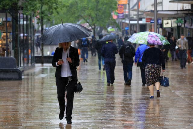 Heavy rain in Sheffield. Picture: Chris Etchells