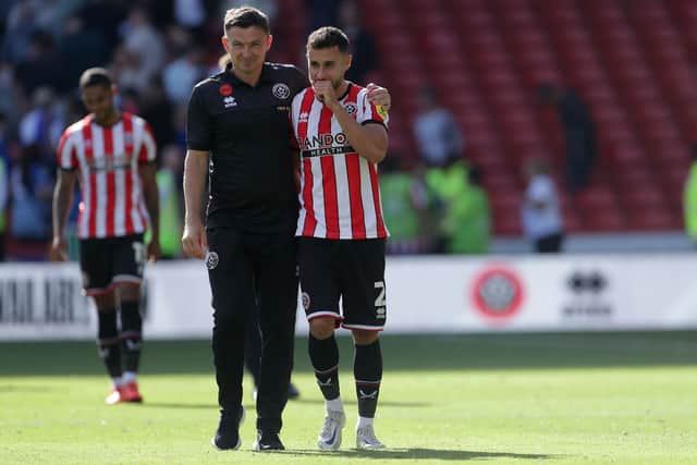 Sheffield United manager Paul Heckingbottom and George Baldock, who represents Greece: Richard Sellers/PA Wire.