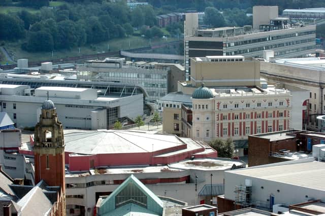 View from Sheffield Cathedral, looking towards the Crucible and Lyceum