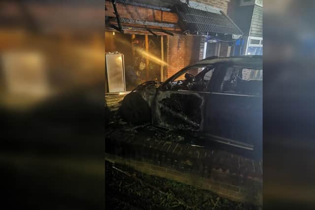 Chris and Debby Durrans' car was destroyed and their house on Vicarage Road, Grenoside, was badly damaged in the arson attack
