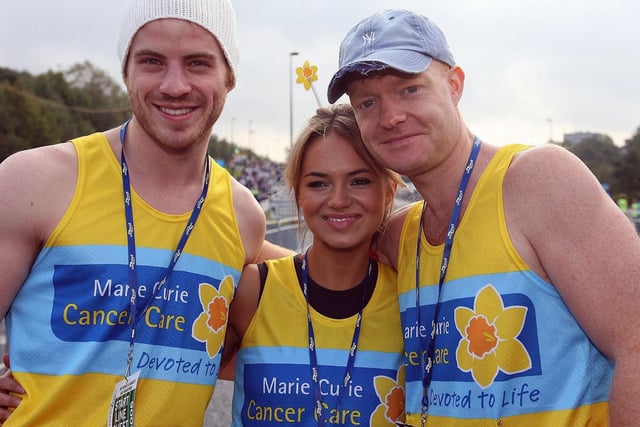 EastEnders soap stars, left to right, Robert Kazinsky, Kara Tointon and Jake Wood at the start of the 2006 race.
