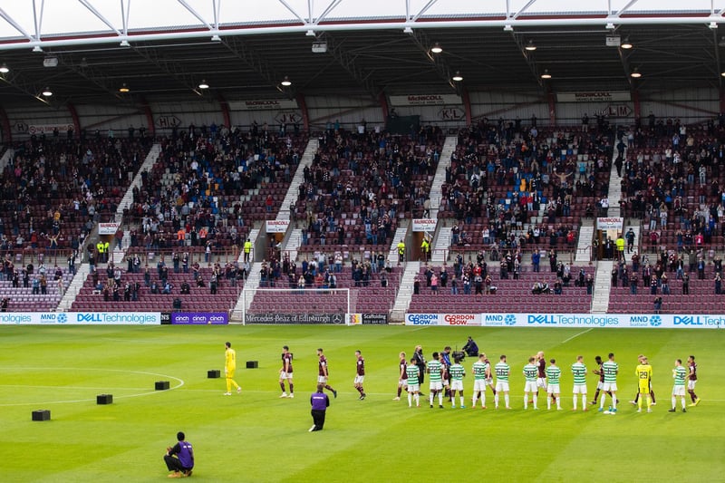 The Tynecastle stands may not have been packed but Hearts fans made plenty noise as Celtic afforded last season's Championship winners a guard of honour ahead of the title flag unfurling