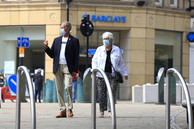 A number of people chose to wear face coverings when they visited Sheffield city centre this morning.