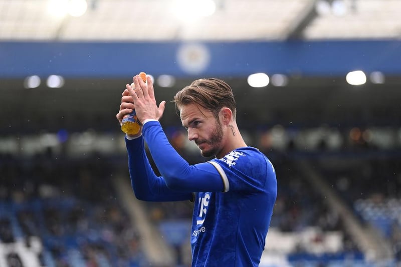 Arsenal are engaged in talks with Leicester over a move for James Maddison, with the possibility of including players in a part-swap deal. (Football London)

 (Photo by Laurence Griffiths/Getty Images)