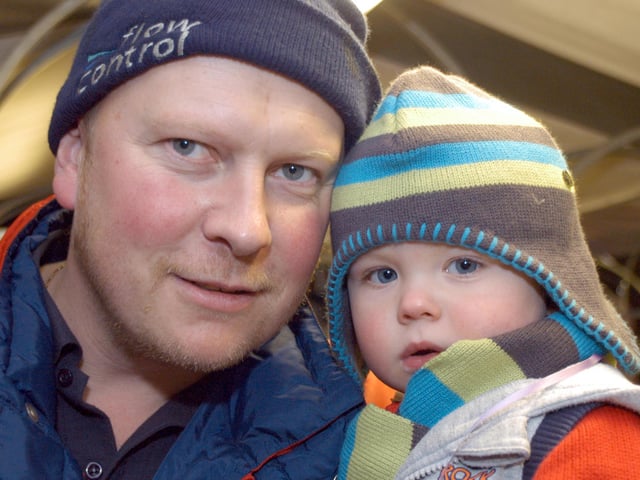 Mansfield Christmas Lights Switch on.
Patrick Davison and his grandson Corran Woodham are wrapped up in the cold