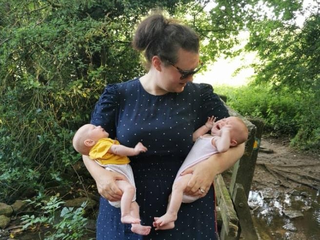 "This is my amazing wife Pollyanna. She gave birth to our amazing twins at the start of lockdown and has missed out on so much. The girls just want to wish her a very Happy Mother's Day. We love you so much," says husband Jonathan.