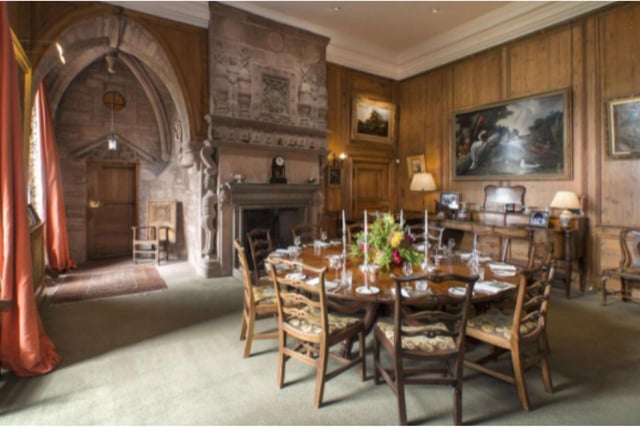 The dining room in this stunning castle is quite exquisite. Family meals will never be the same again in this magnificent space.