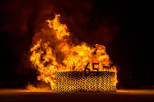 The huge bonfire celebrating HMS Sultan's 65th anniversary.