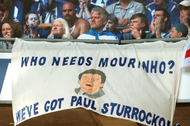 Jose who? This banner shows the backing for Paul Sturrock and Wednesday in the 2005 League One play-off final against Hartlepool United in May 2005.