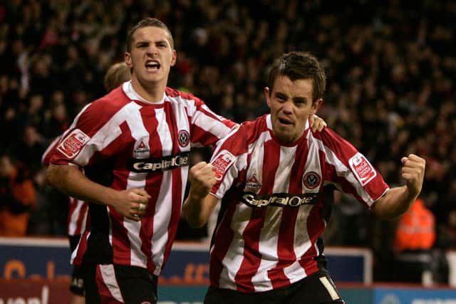 Lee Hendrie celebrates with with Billy Sharp