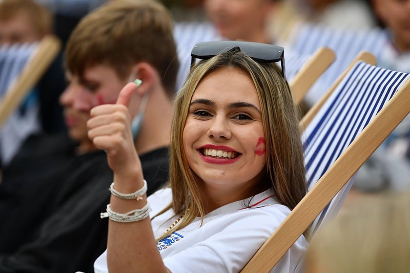 Grace Gollins giving the thumbs up after England scored the early goal.
