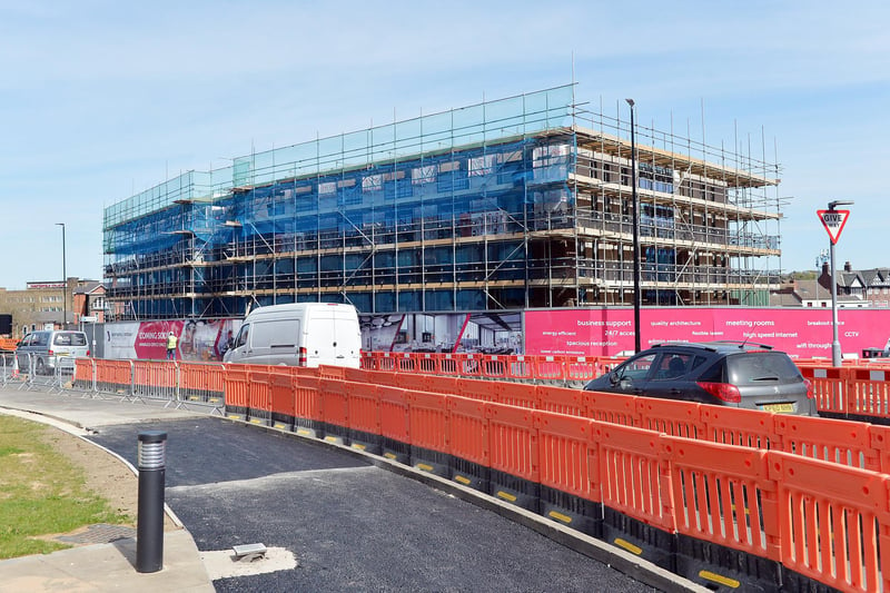Building work on an enterprise centre consisting of new offices is progressing on part of the Donut roundabout.