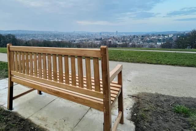 Thanks to the Netflix show, Ricky Gervais, and The CalmZone, an Afterlife bench has been placed at Meersbrook Park as part of campaign against living miserably. Credit: Sheffield City Council