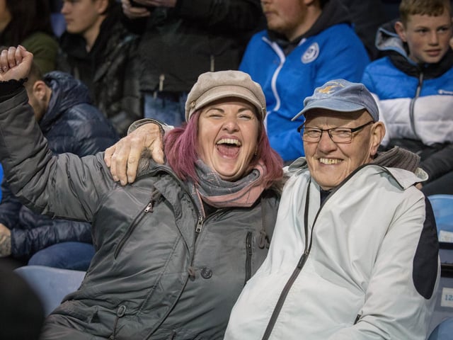 Pompey fans getting excited at Fratton Park before kick off.