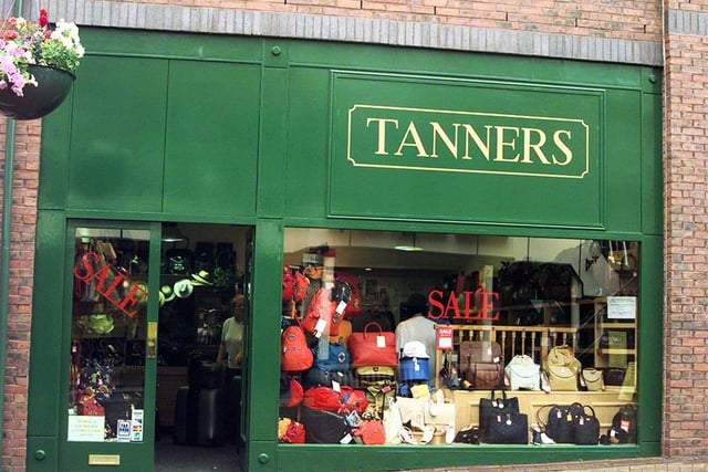 Tanners leather goods store in Orchard Square, Sheffield, pictured in July 1998