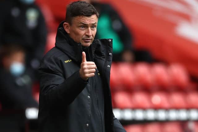 Sheffield United manager Paul Heckingbottom gestures during the Premier League match at Bramall Lane, Sheffield. Picture date: Sunday May 23, 2021. PA Photo. See PA story SOCCER Sheff Utd. Photo credit should read: Tim Goode/PA Wire.
