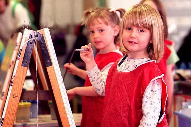 Young artists on their first day at Hunter's Bar Primary School in September 1996