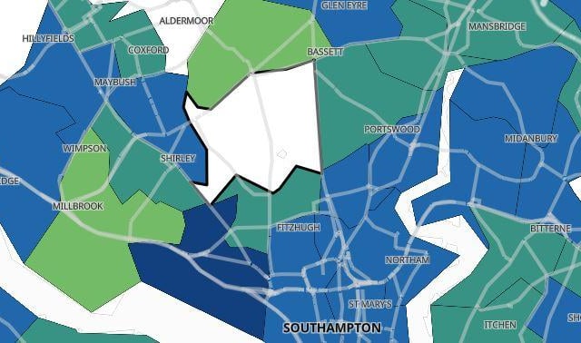 There were fewer than three cases in Upper Shirley in the seven days to November 23.