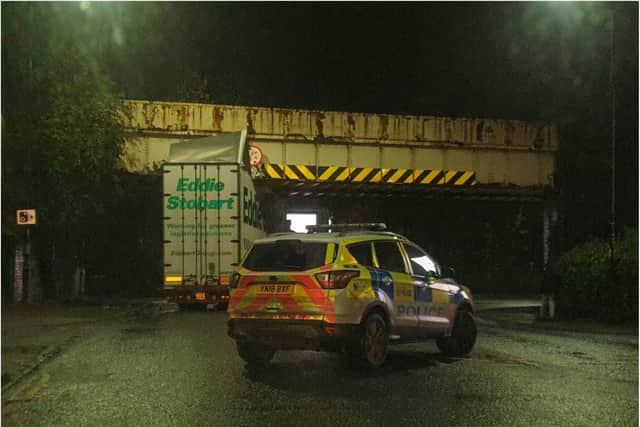 A lorry crashed into a bridge close to Meadowhall yesterday (Photo: Baillor Jalloh)