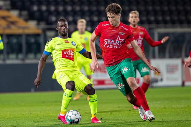 Jack Hendry looks set to stay at KV Oostende amid interest from Sheffield United (Photo by KURT DESPLENTER/BELGA MAG/AFP via Getty Images)