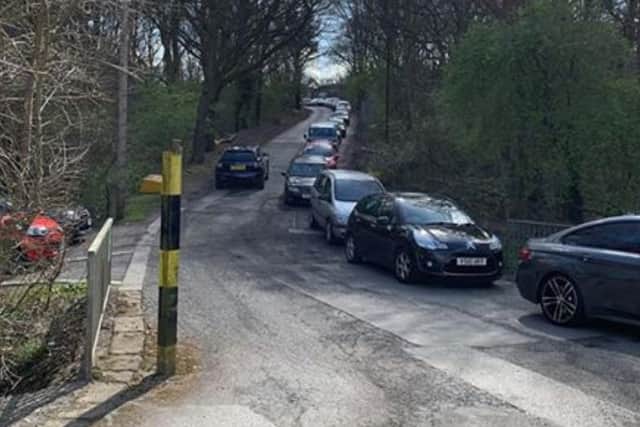 Cars queuing to access Blackstock Road Household Waste and Recycling Centre