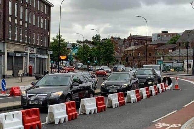 There have been complaints from motorists about traffic on the A61 Shalesmoor in Sheffield, where a new segregated cycle lane has been formed.