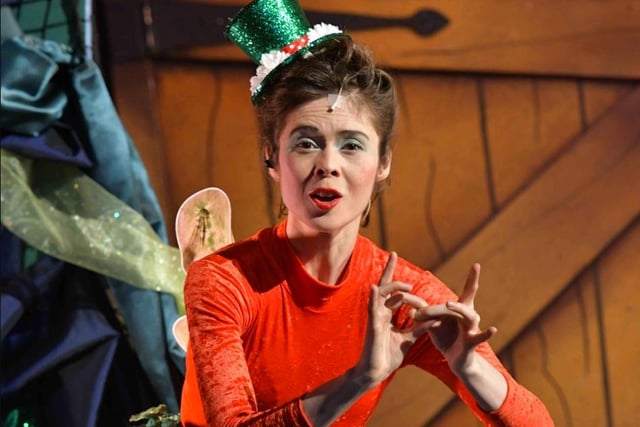 Becky Barry performing in Jack and the Beanstalk at Cast in Chesterfield in 2016.