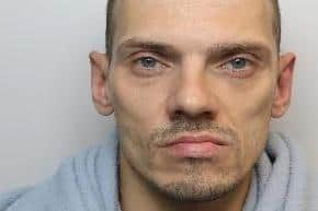 Pictured is mentally-ill Renars Geslers, aged 32, of Hoyle Mill Road, Stairfoot, Barnsley, who has been detained in hospital indefinitely after he stabbed his mother to death in her home.