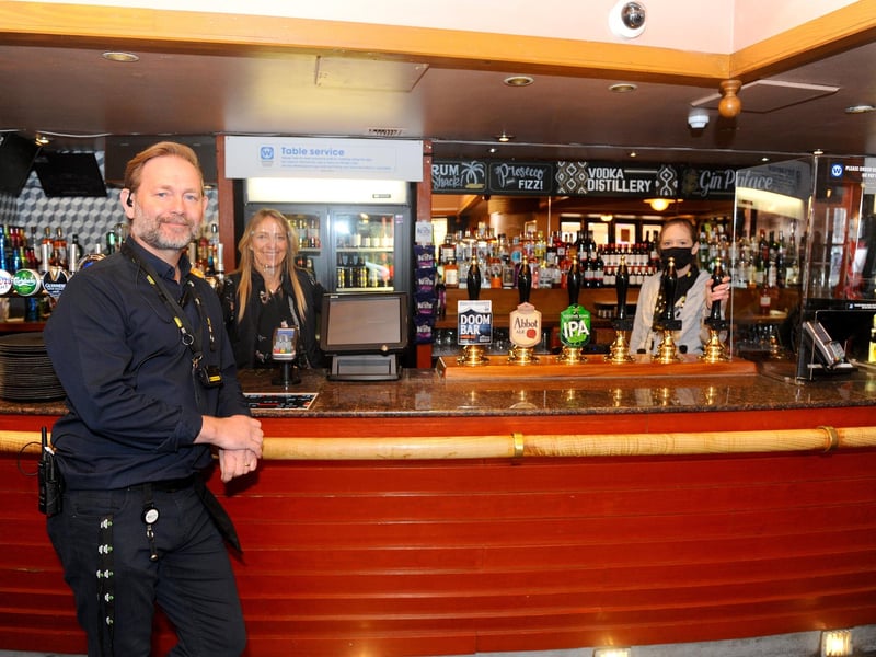 Pictured is: (l-r) Managers Mark Slingsby and wife Georgina Slingsby with team leader Kerrie Lowe, at The Parchment Makers in Park Road South, Havant. Picture: Sarah Standing (120421-6493)