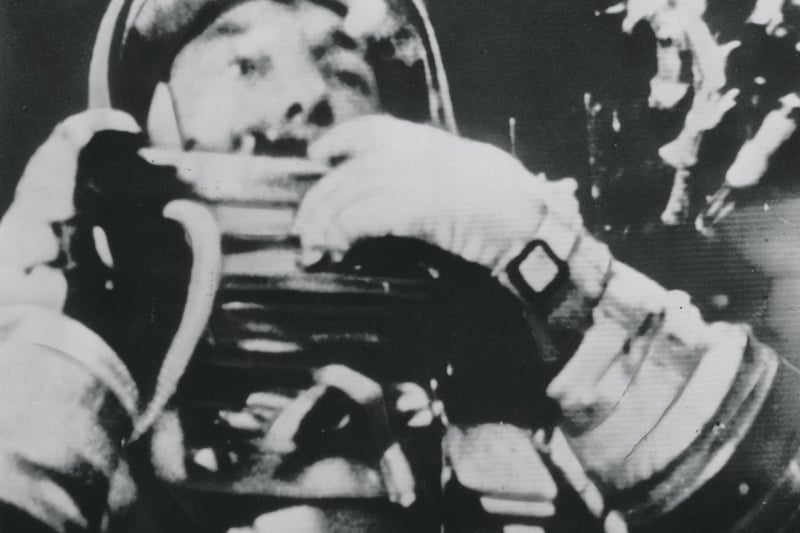 Pilot monitoring camera, 'Freedom 7' spacecraft
Alan Shepard, the first American in space, during his first (suborbital) flight
5 May 1961