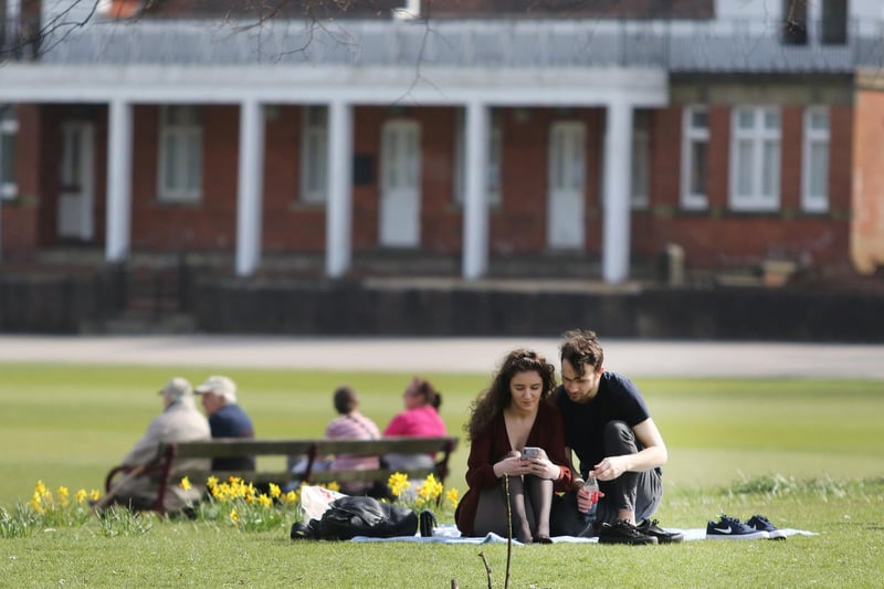 Residents enjoy the warm weather in Chesterfield's Queen's Park.
