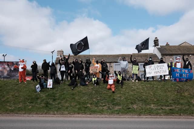 Activists gathered at Owler Bar roundabout. Image: Locals Against The Barlow Hunt