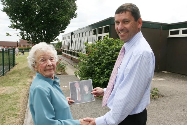 Deer Park head Tim Soar was pictured with ex teacher Edna Williams in 2010