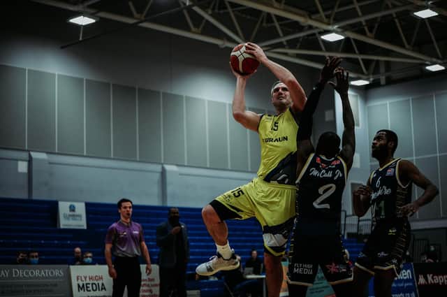 Mike Tuck in action for B. Braun Sheffield Sharks against Cheshire Phoenix. Picture: Adam Bates