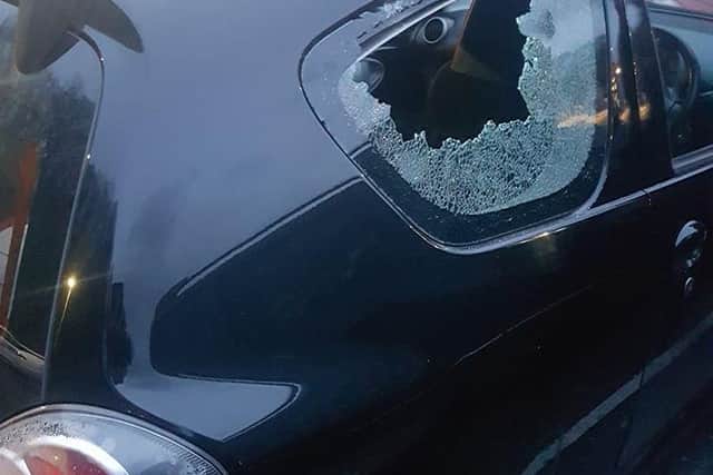 The damage to Julia Robinson's car.