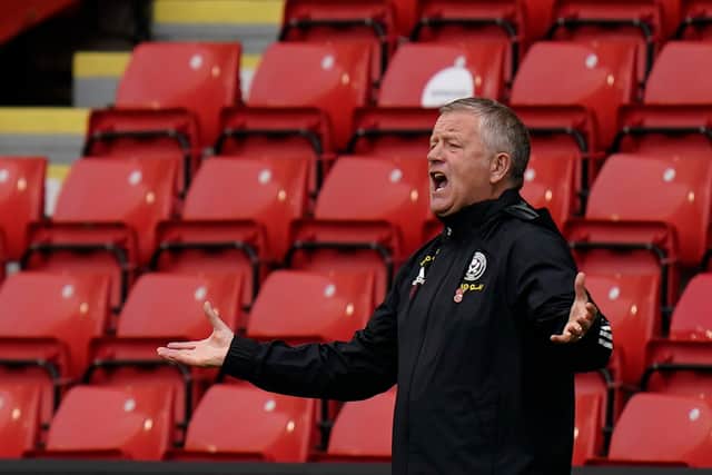 Sheffield United's manager Chris Wilder is standing shoulder to shoulder with his players ahead of their trip to fellow strugglers West Bromwich Albion: TIM KEETON/POOL/AFP via Getty Images
