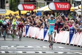 Vincenzo Nibali wins the stage in Sheffield on July 6 2014.