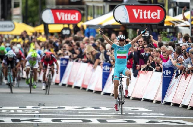 Vincenzo Nibali wins the stage in Sheffield on July 6 2014.