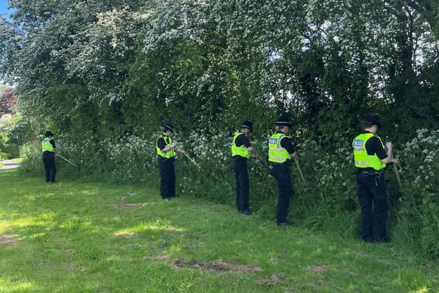 Police search for knives at Tannery Park in Woodhouse, Sheffield, as part of Operation Sceptre