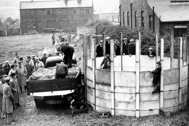 A sileage silo being demonstrated at Dronfield, August 18, 1941