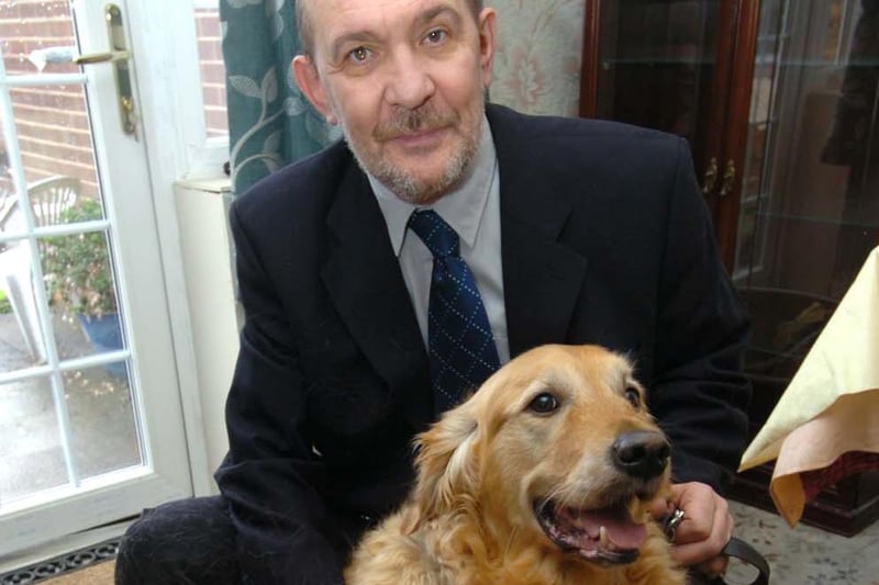 Ian Pearson and his guide dog Lister, who were the first blind magistrate and guide dog to sit with a judge in crown court, pictured at their Conisbrough home in November 2010