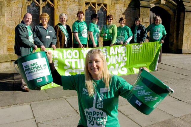 Sarah Goldie of Macmillan Cancer Support with fundraising volunteers at St. Gabriels Church, Chester Road, Sunderland, who were organising a charity coffee morning. Remember this?