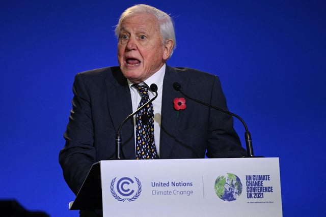 Environmental activist and broadcaster David Attenborough speaks during the opening ceremony of COP26.