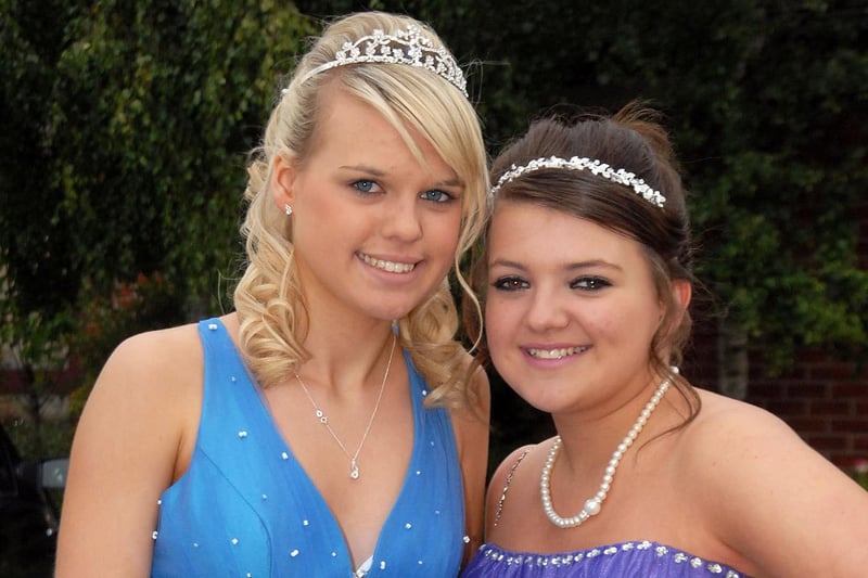 Shannon Scullion and Melissa Bell arrive at South Forest Leisure Centre for the All Saints' School prom in 2011.