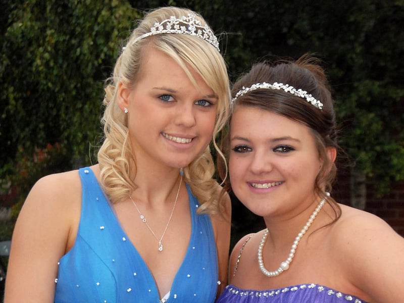 Shannon Scullion and Melissa Bell arrive at South Forest Leisure Centre for the All Saints' School prom in 2011.