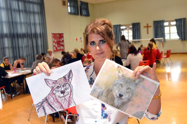 Artist Jane Lee-McCracken is pictured during the school's art scheme for pupils and parents in 2017.