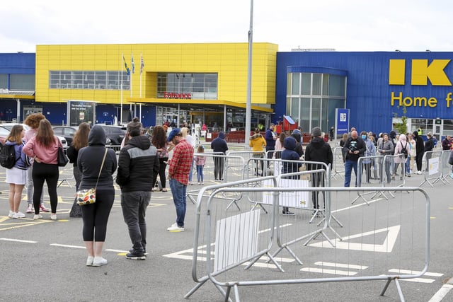 Around 300 people queued to shop at the Swedish homeware store in Straiton, Edinburgh.