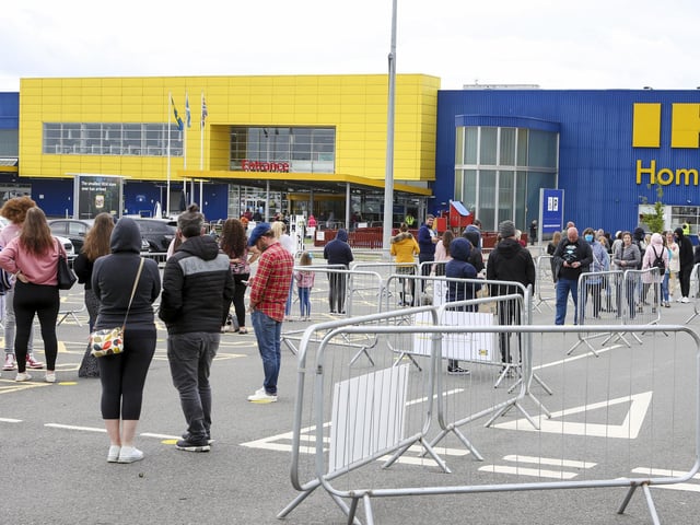 Around 300 people queued to shop at the Swedish homeware store in Straiton, Edinburgh.