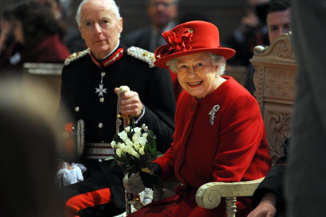 Her Majesty the Queen listening to children singing during her visit to Sheffield Cathedral , November 18, 2010